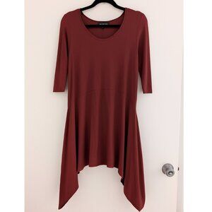 Eileen Fisher Burgundy Asymmetrical Hem Tunic Dress – Size Large